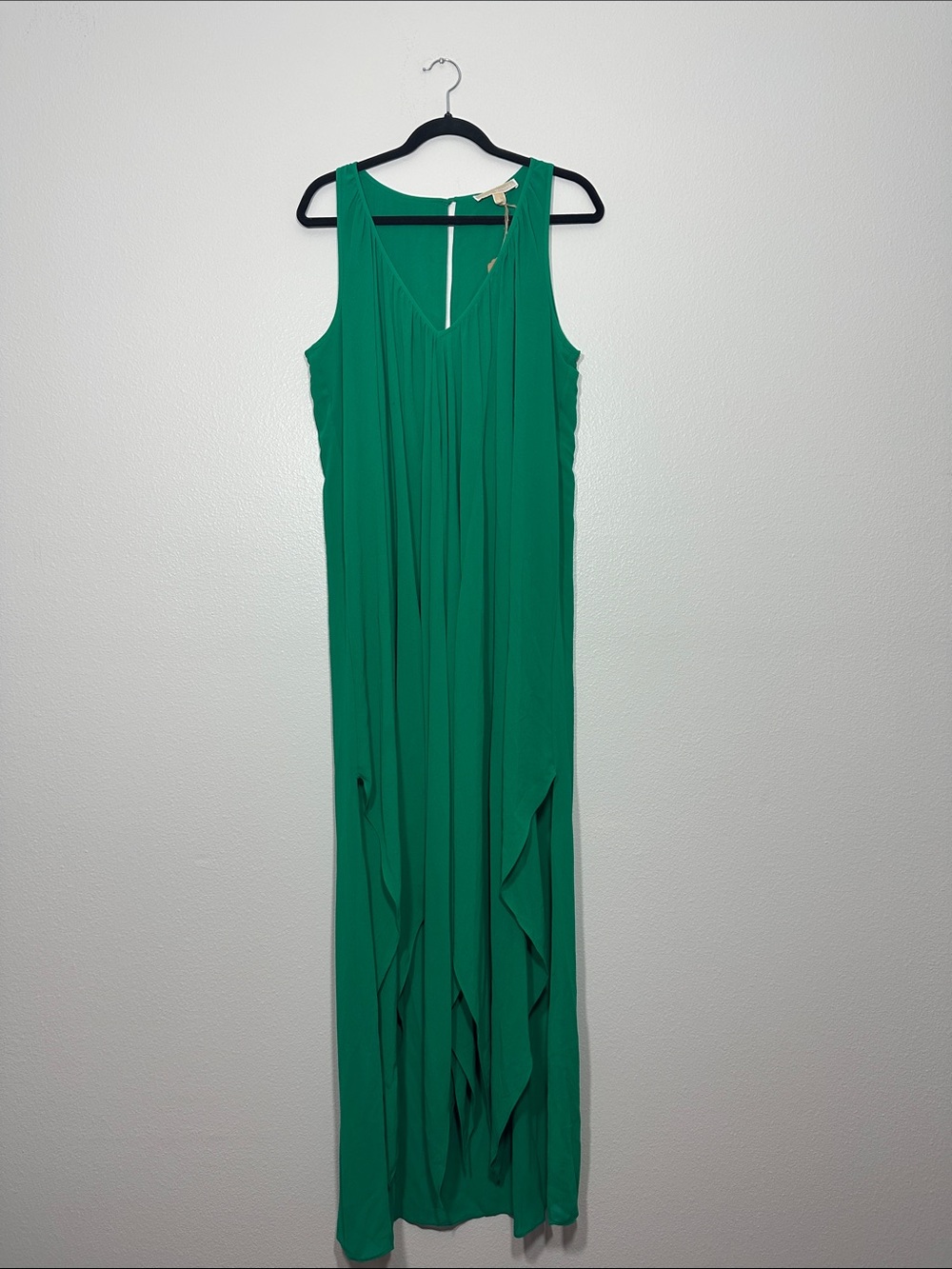 MICHAEL Michael Kors Emerald Green Sleeveless Maxi Dress with Draped Panels